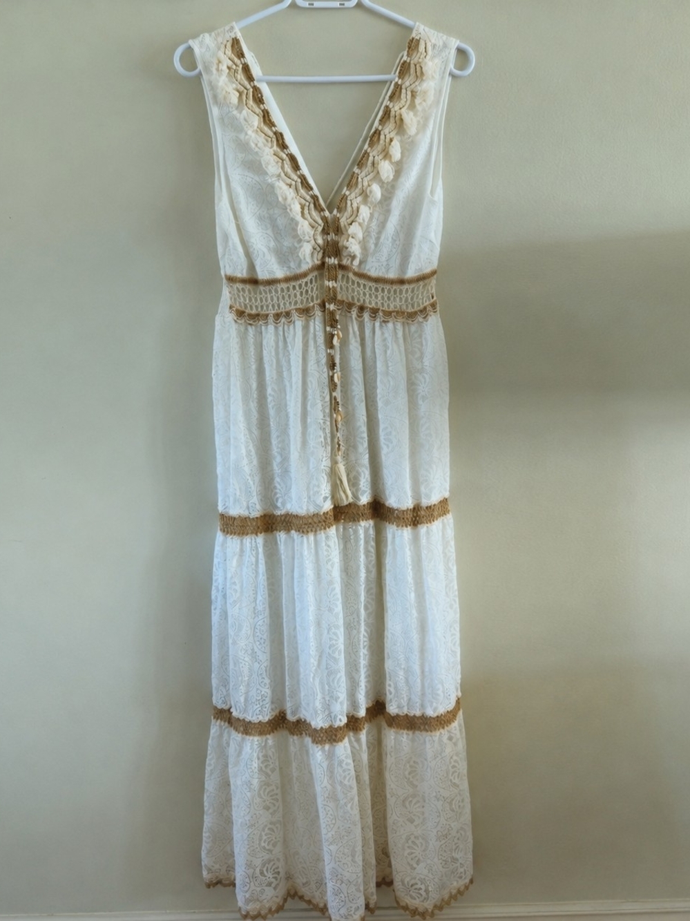 Boho Lace Maxi Dress – One Size (Fits Like a Small)